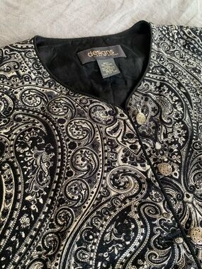 Designs by Lane Bryant Black & White Paisley Vest 18/20